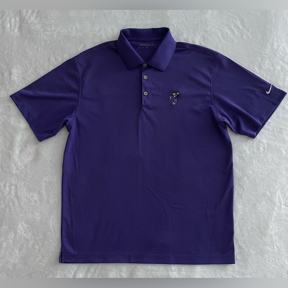 Nike Golf Mickey Mouse Men's L Polo Shirt Purple Short Sleeve Dri Fit Large